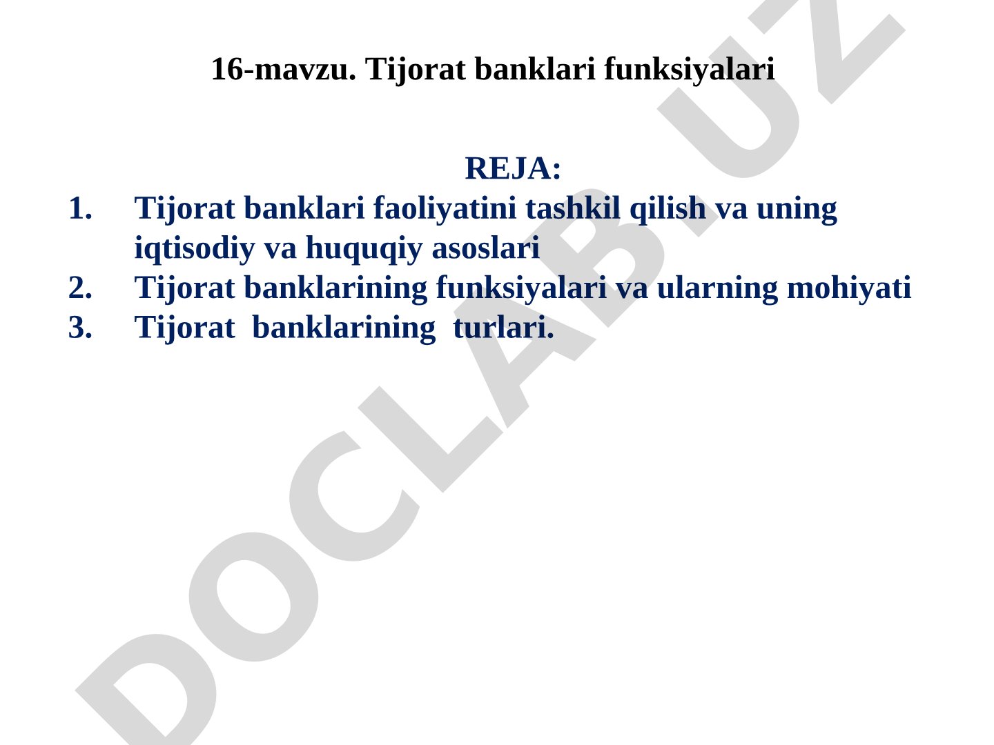 Tijorat banklari funksiyalari