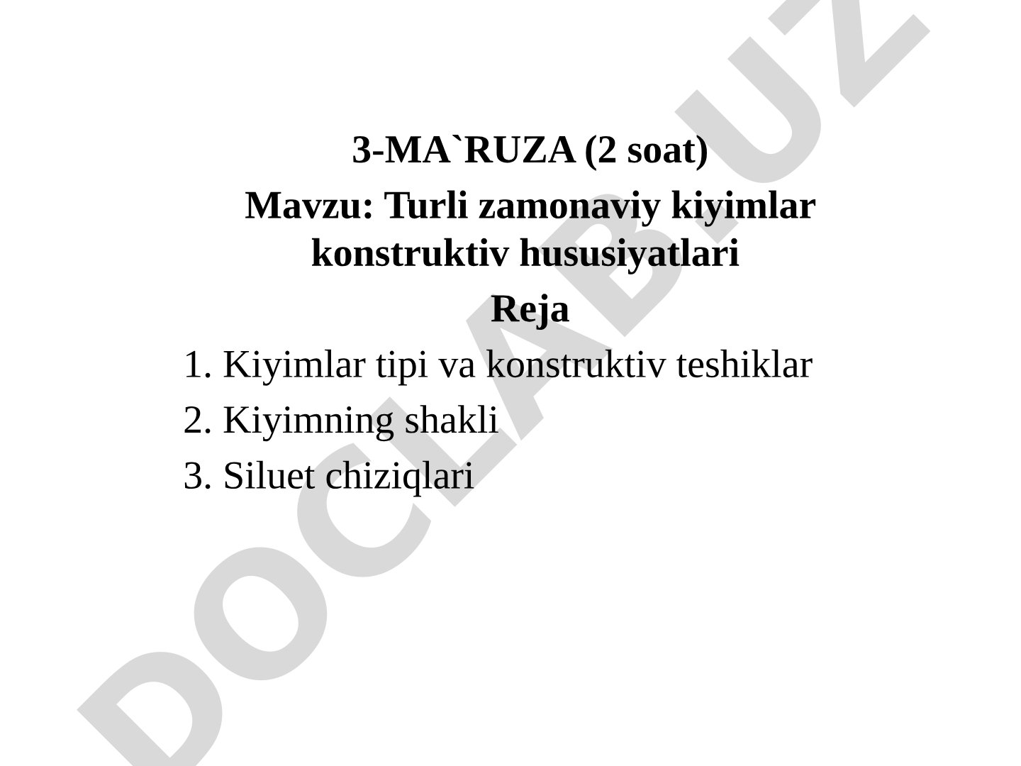 Turli zamonaviy kiyimlar konstruktiv hususiyatlari