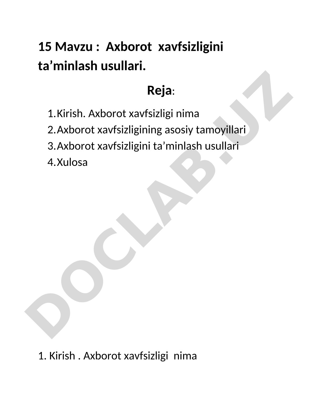 Axborot xavfsizligini ta’minlash usullari