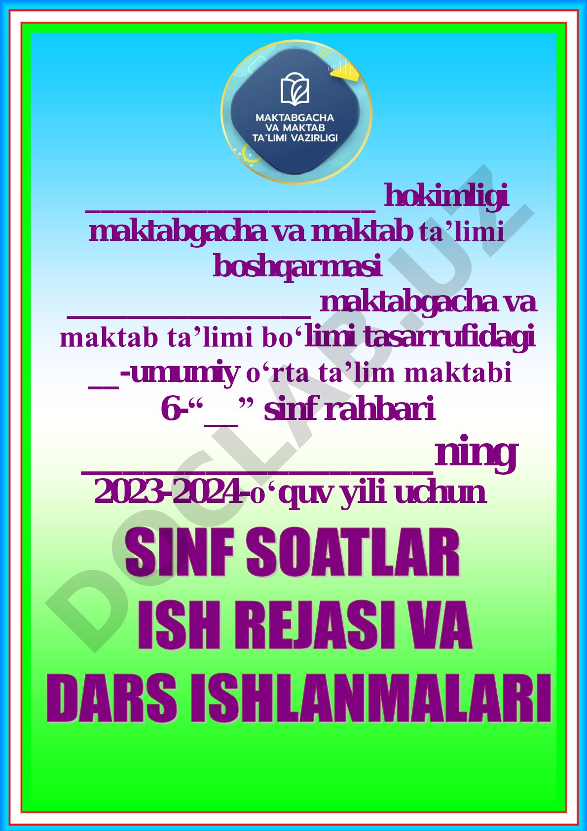 6-sinfda Sinf soati va Tarbiya fanini joriy etish