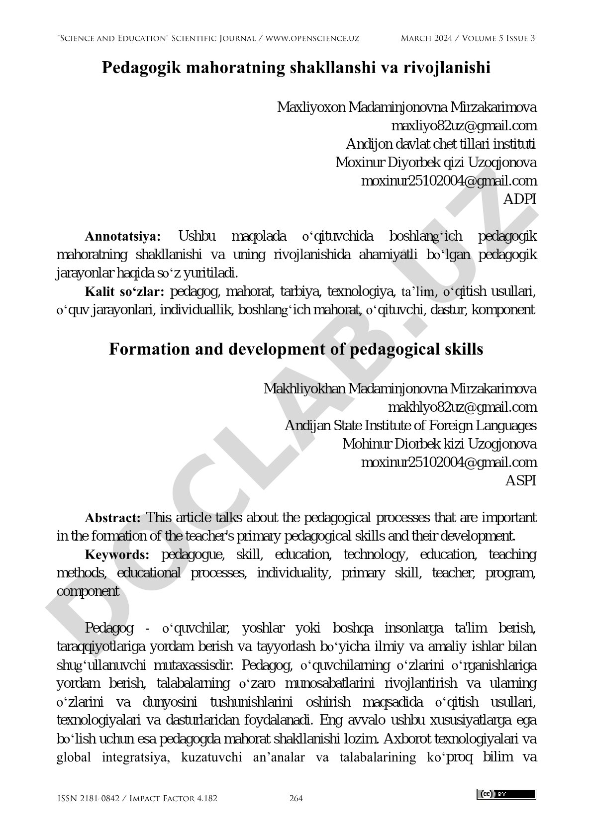 Pedagogik mahoratning shakllanishi va rivojlanishi
