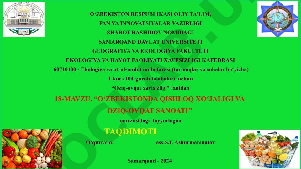 Oʻzbekistonda qishloq xoʻjaligi va oziq-ovqat sanoati