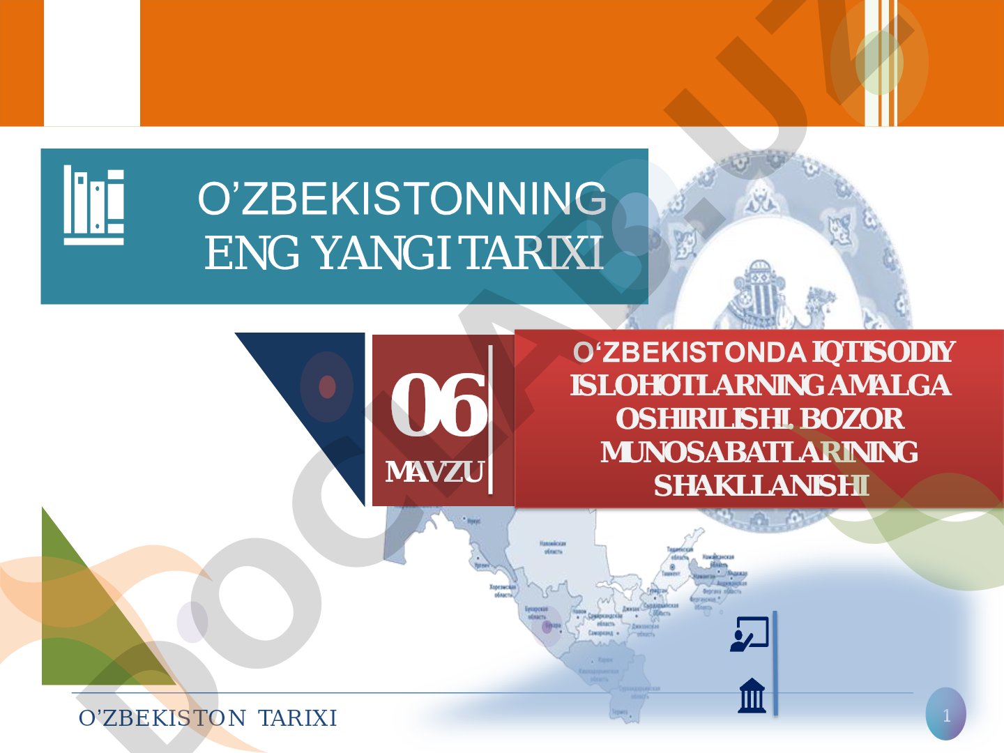 O‘zbekistonda iqtisodiy islohotlarning amalga oshirilishi. Bozor munosabatlarining shakllanishi