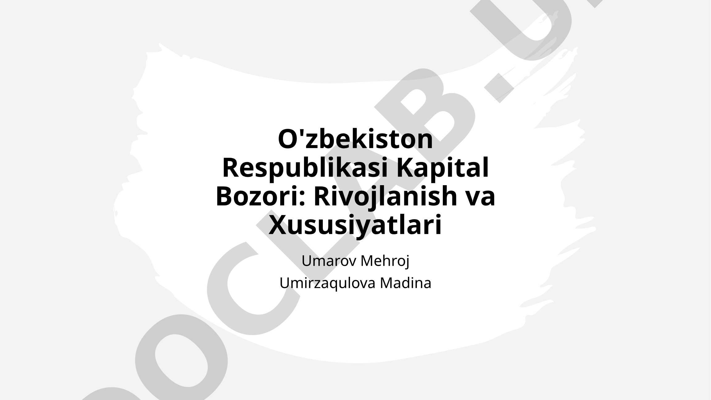 O'zbekiston Respublikasi Kapital Bozori: Rivojlanish va Xususiyatlari