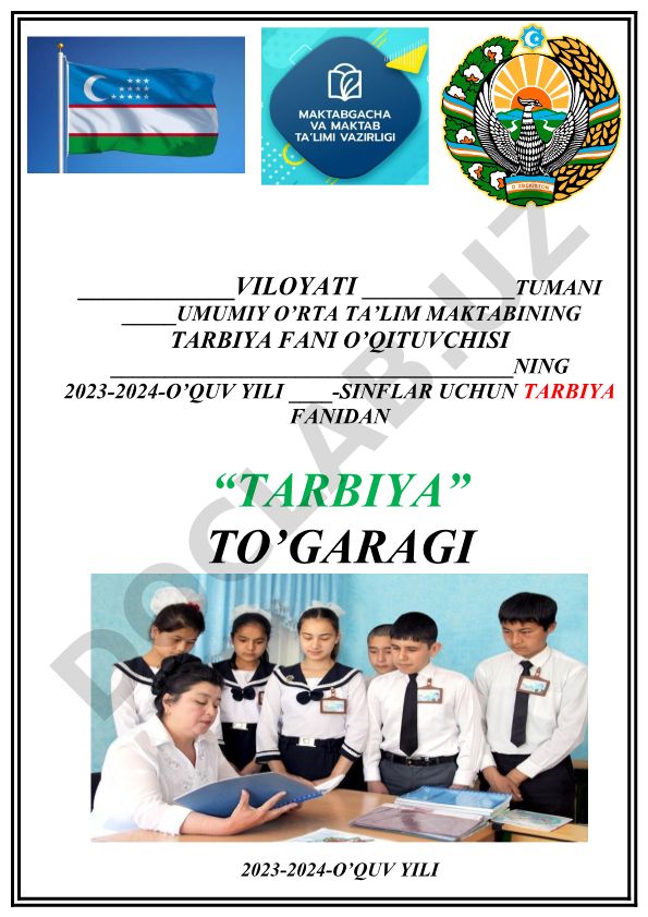 Tarbiya fanidan to'garak ish rejasi va a'zolar ma'lumoti
