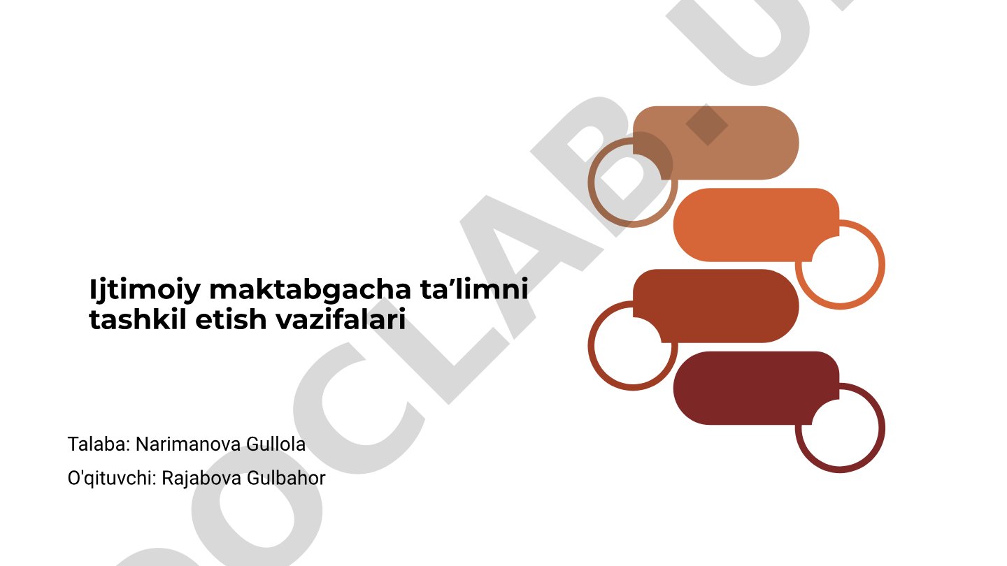 Ijtimoiy maktabgacha taʼlimni tashkil etish vazifalari