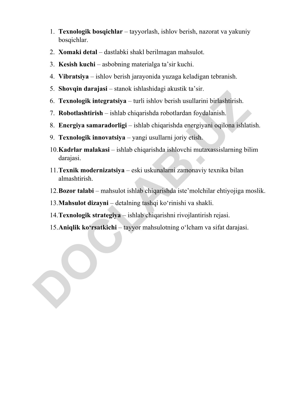 Ishlab chiqarish texnologiyalari va jarayonlari