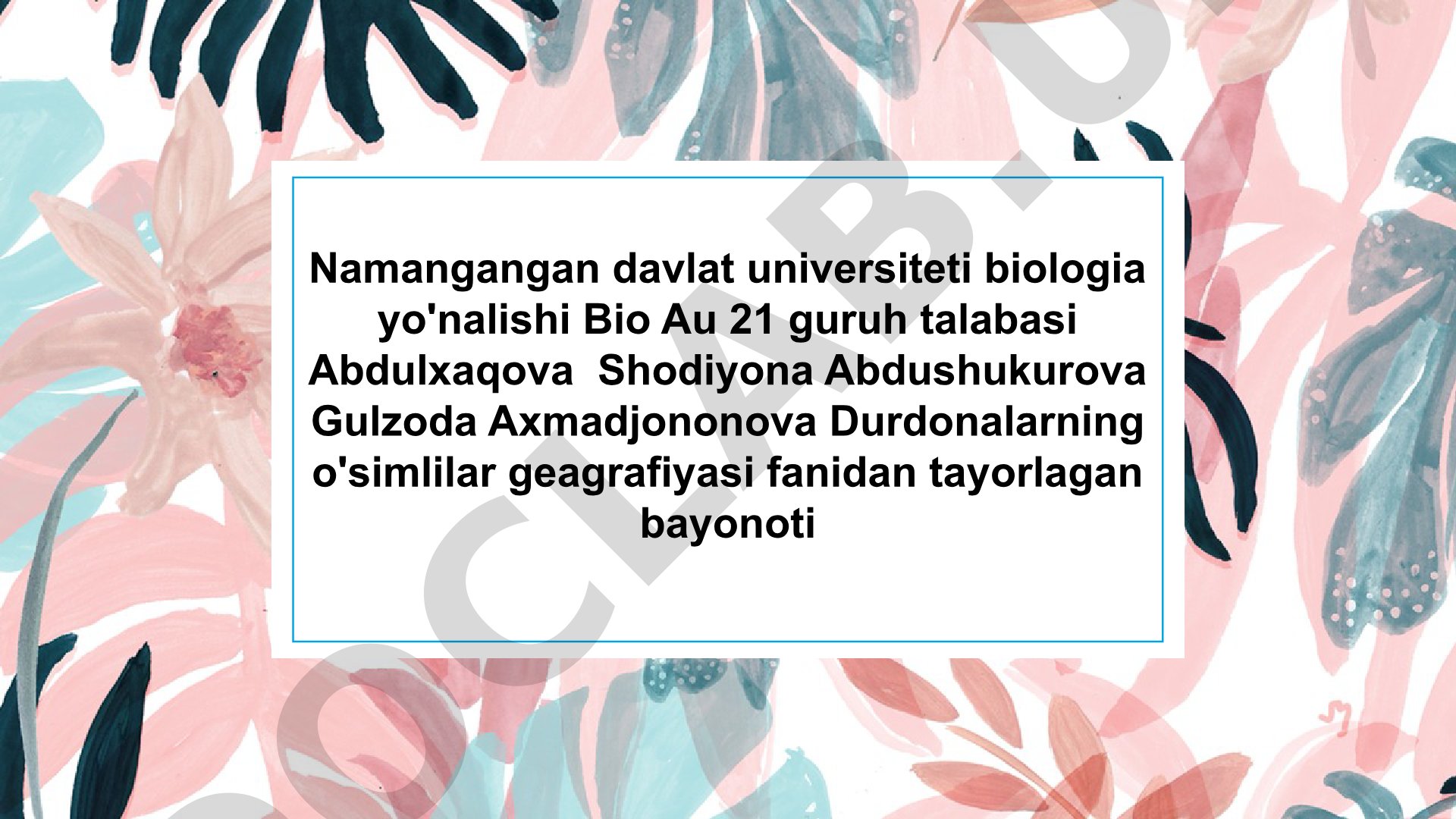 Paleotropik floristik oblastning podoblastlarga bo'linishi va endemik oilalari haqida