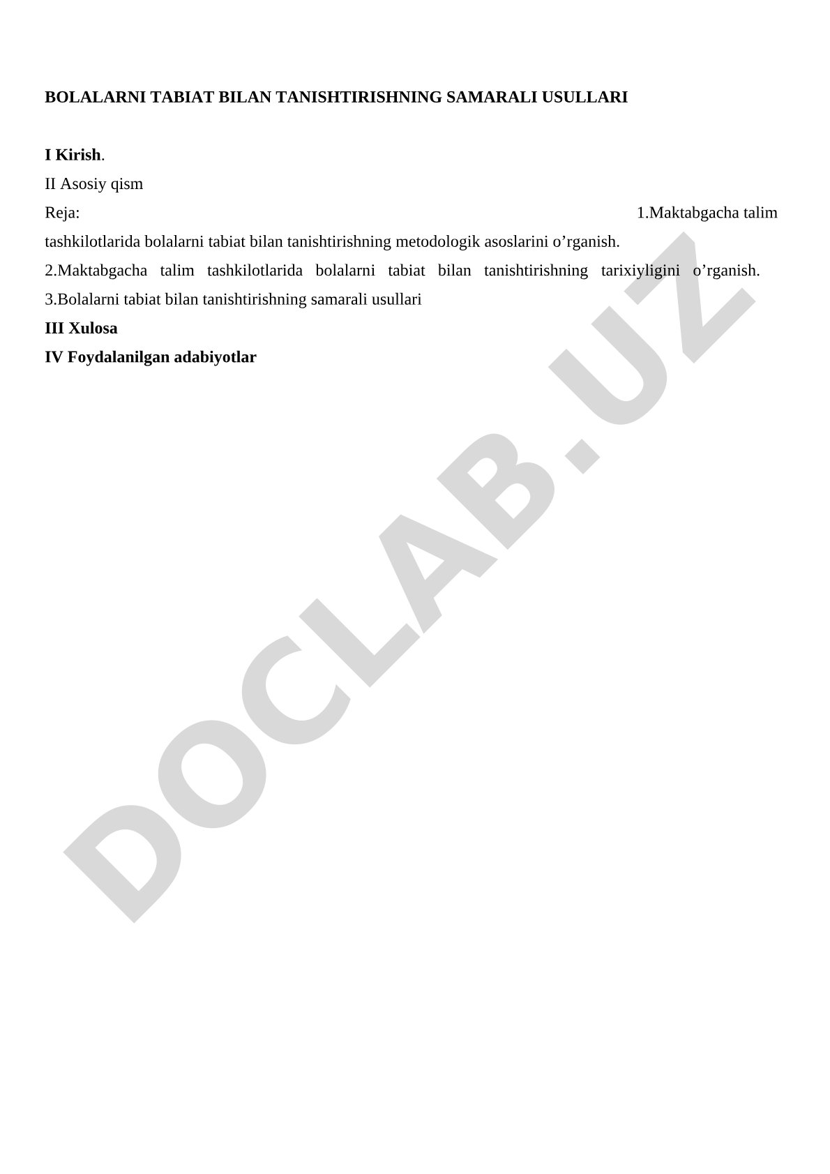 Bolalarni tabiat bilan tanishtirishning samarali usullari