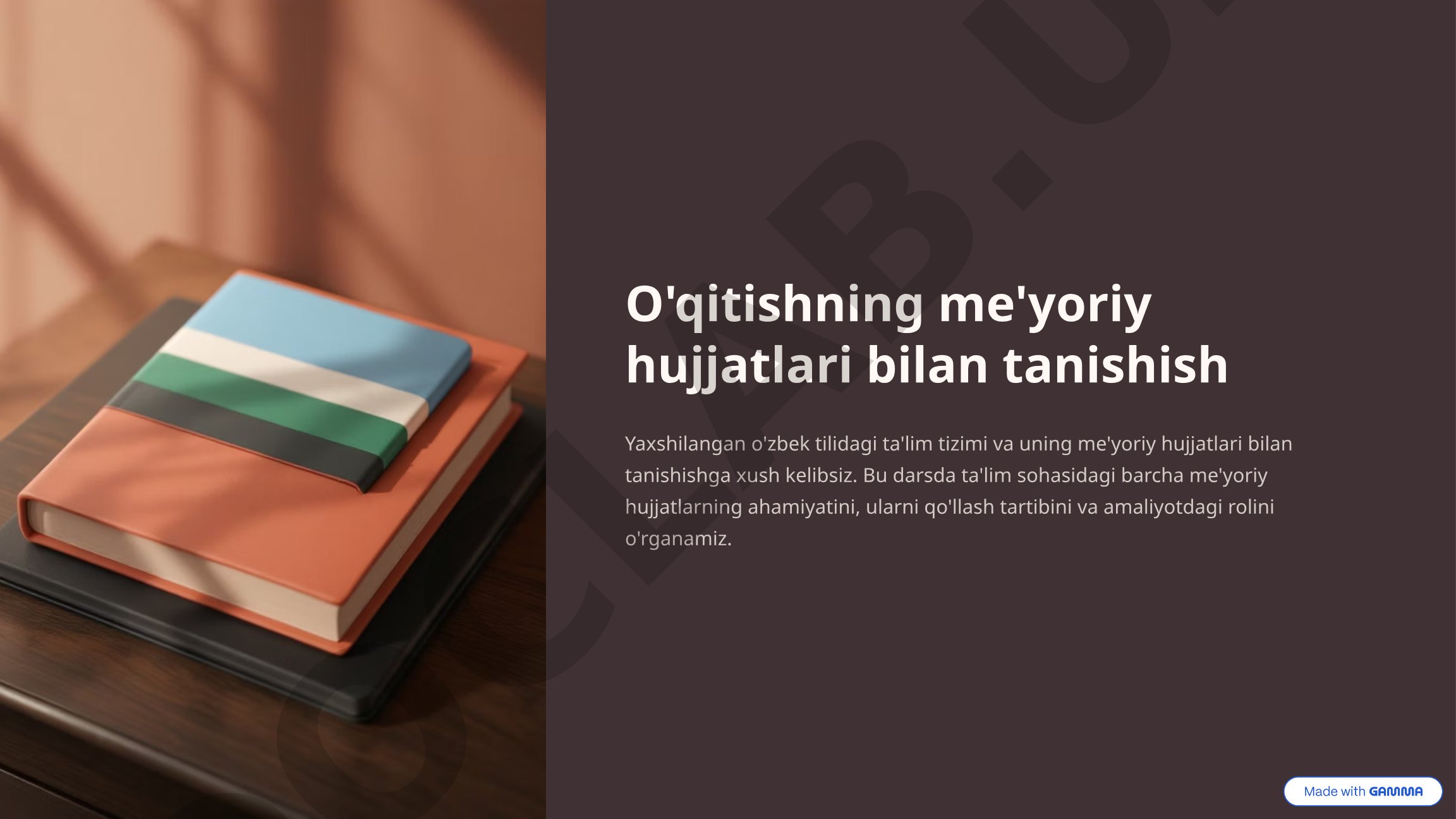 O'qitishning me'yoriy hujjatlari bilan tanishish
