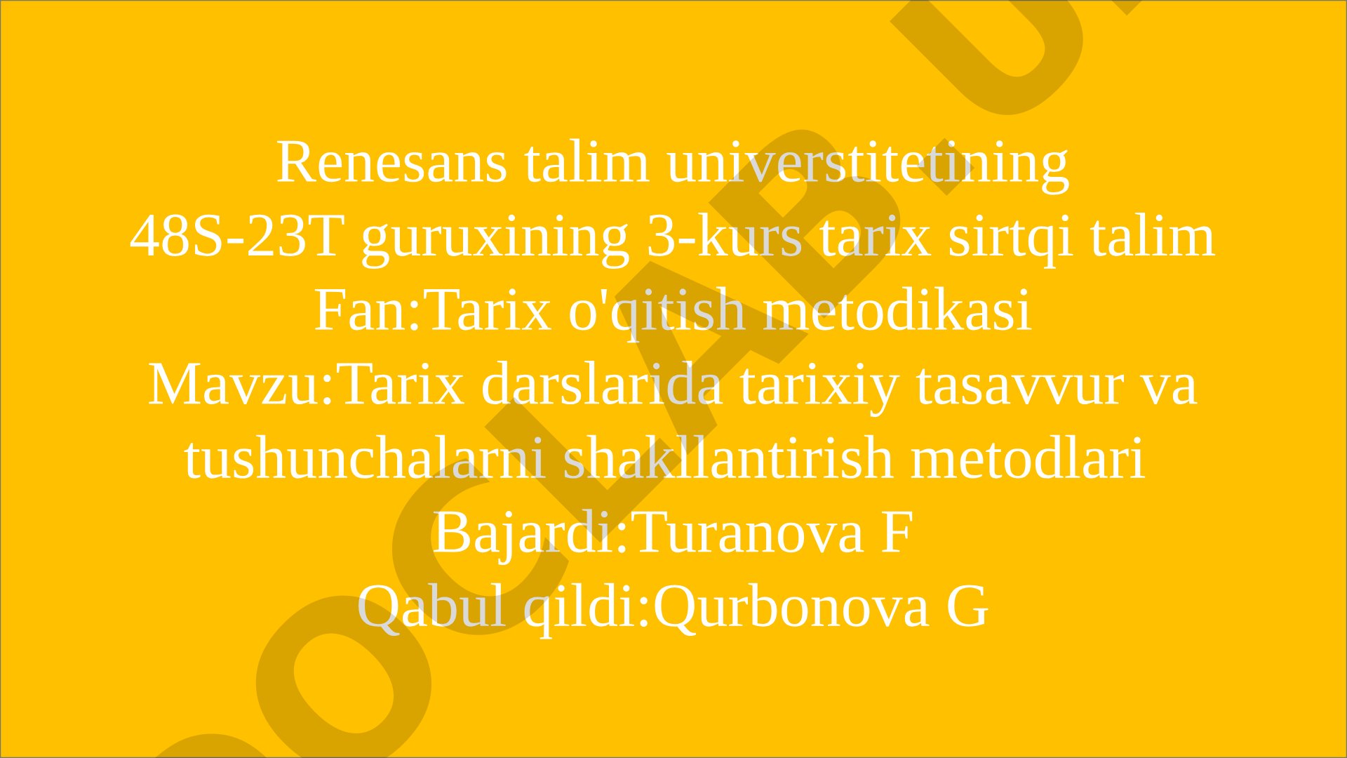 Tarix darslarida tarixiy tasavvur va tushunchalarni shakllantirish metodlari