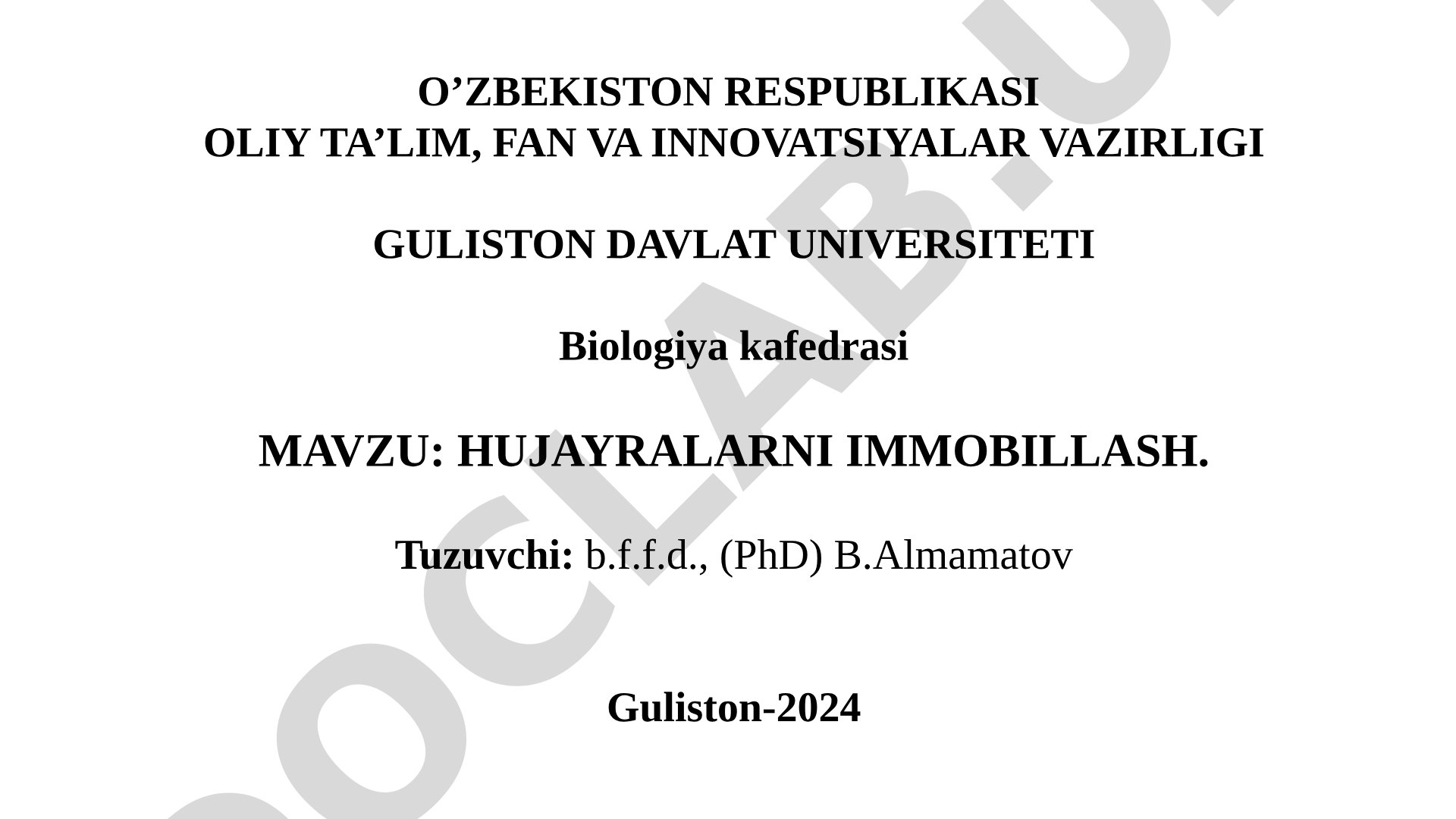 Hujayralarni immobillash