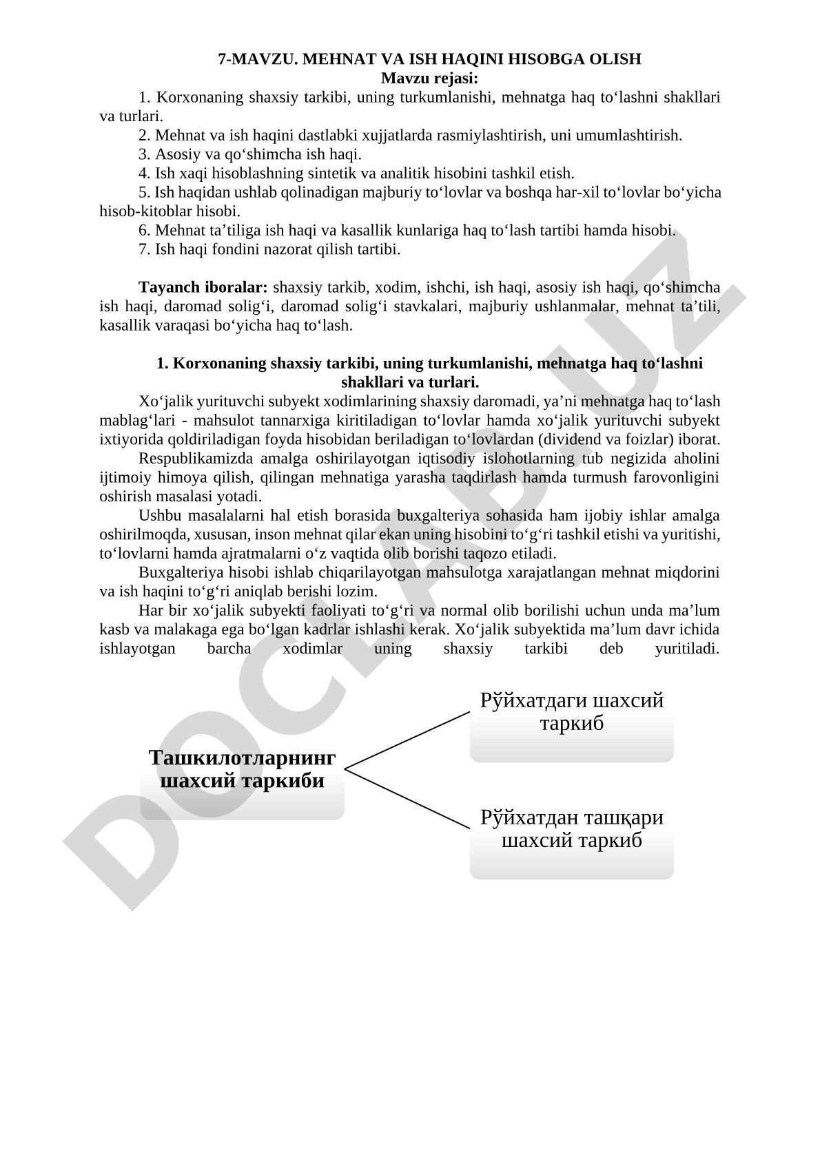 Mehnat va ish haqini hisobga olish