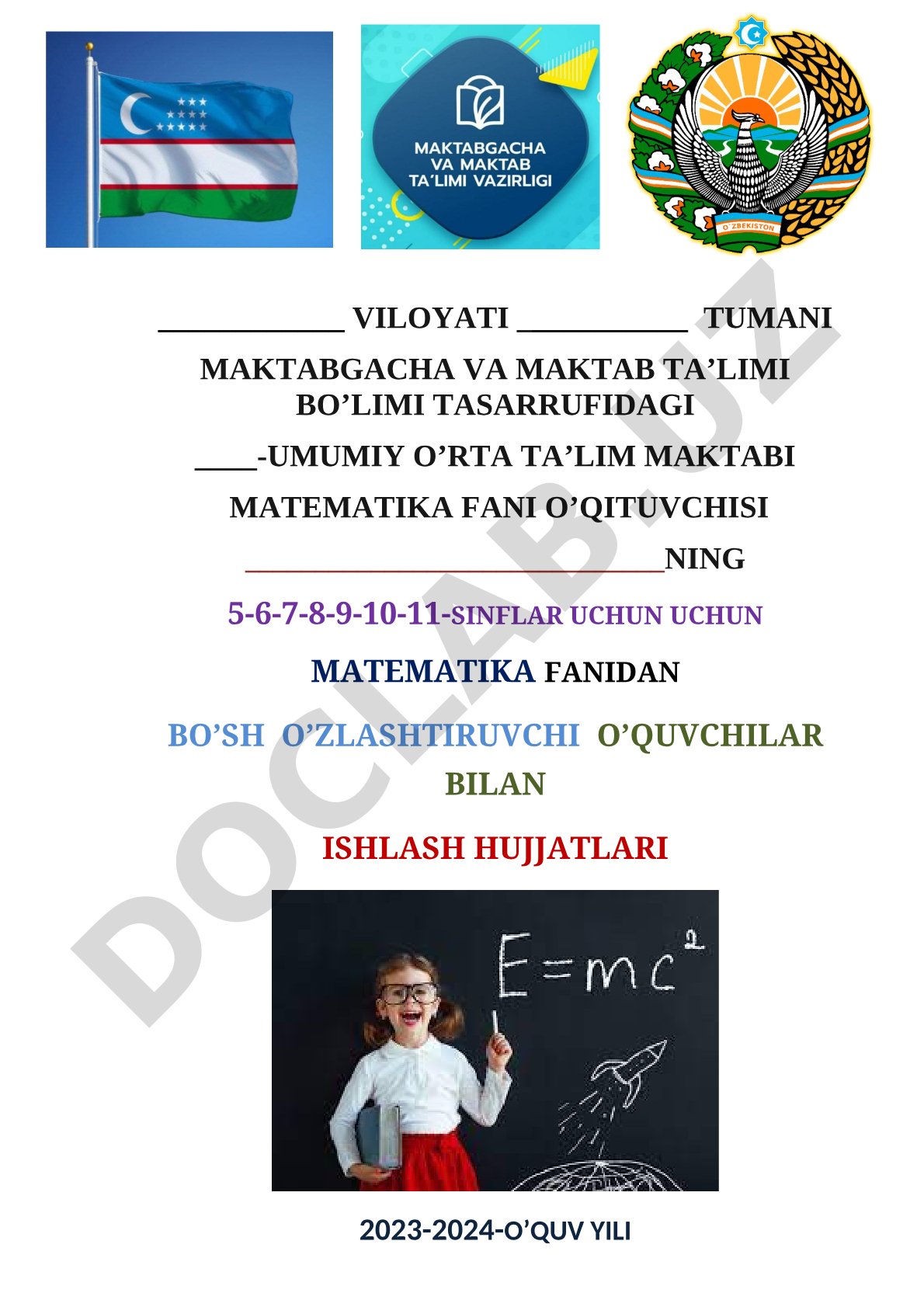 Matematika fanidan bo‘sh o‘zlashtiruvchi o‘quvchilar bilan ishlash