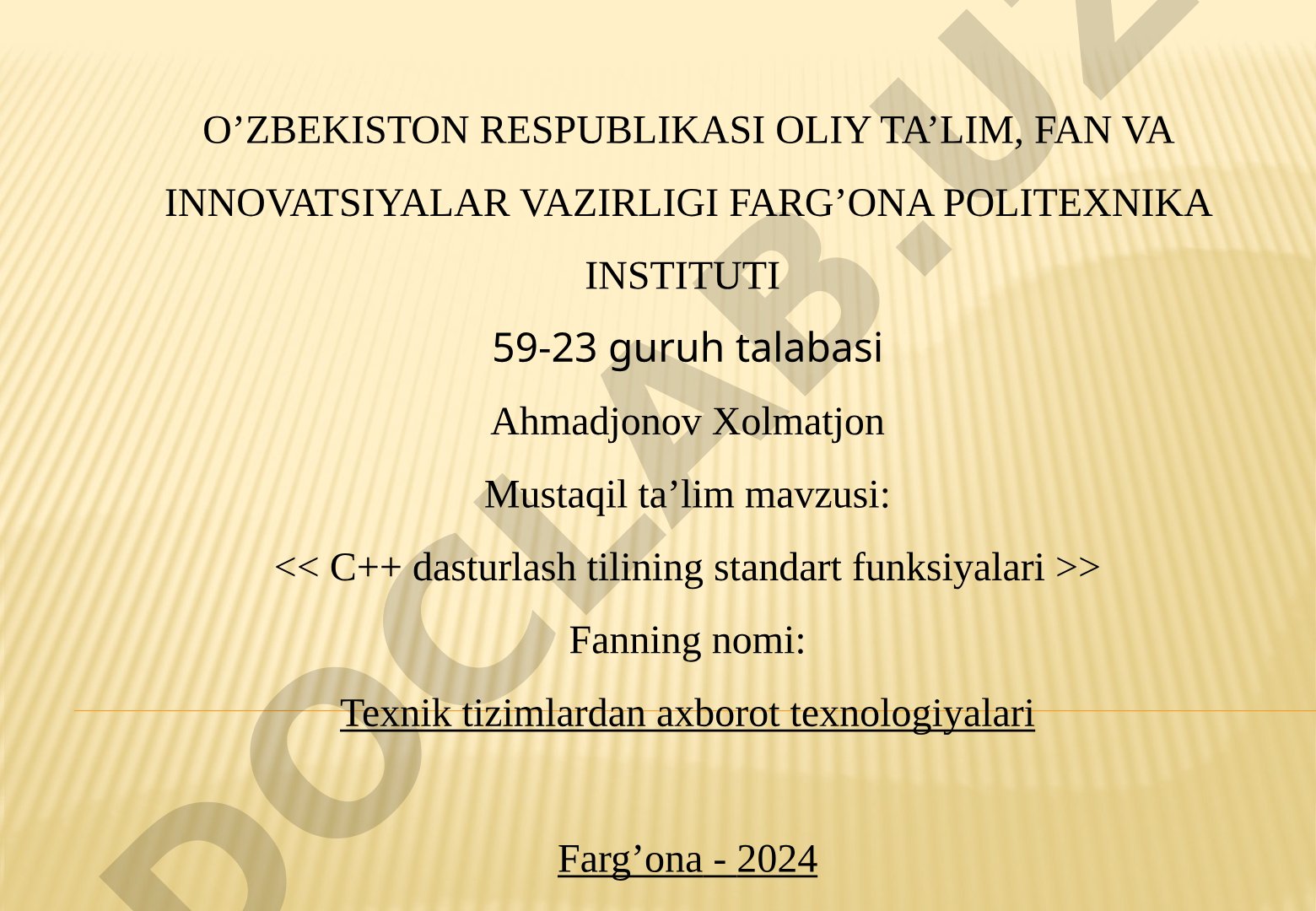 C++ dasturlash tilining standart funksiyalari