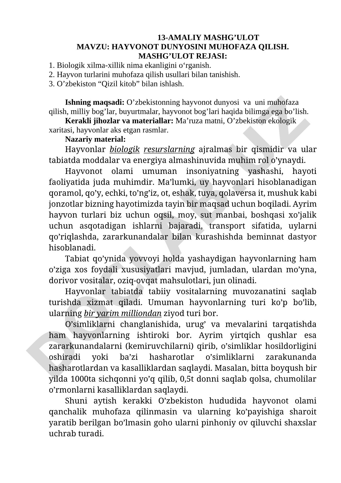 Hayvonot dunyosini muhofaza qilish