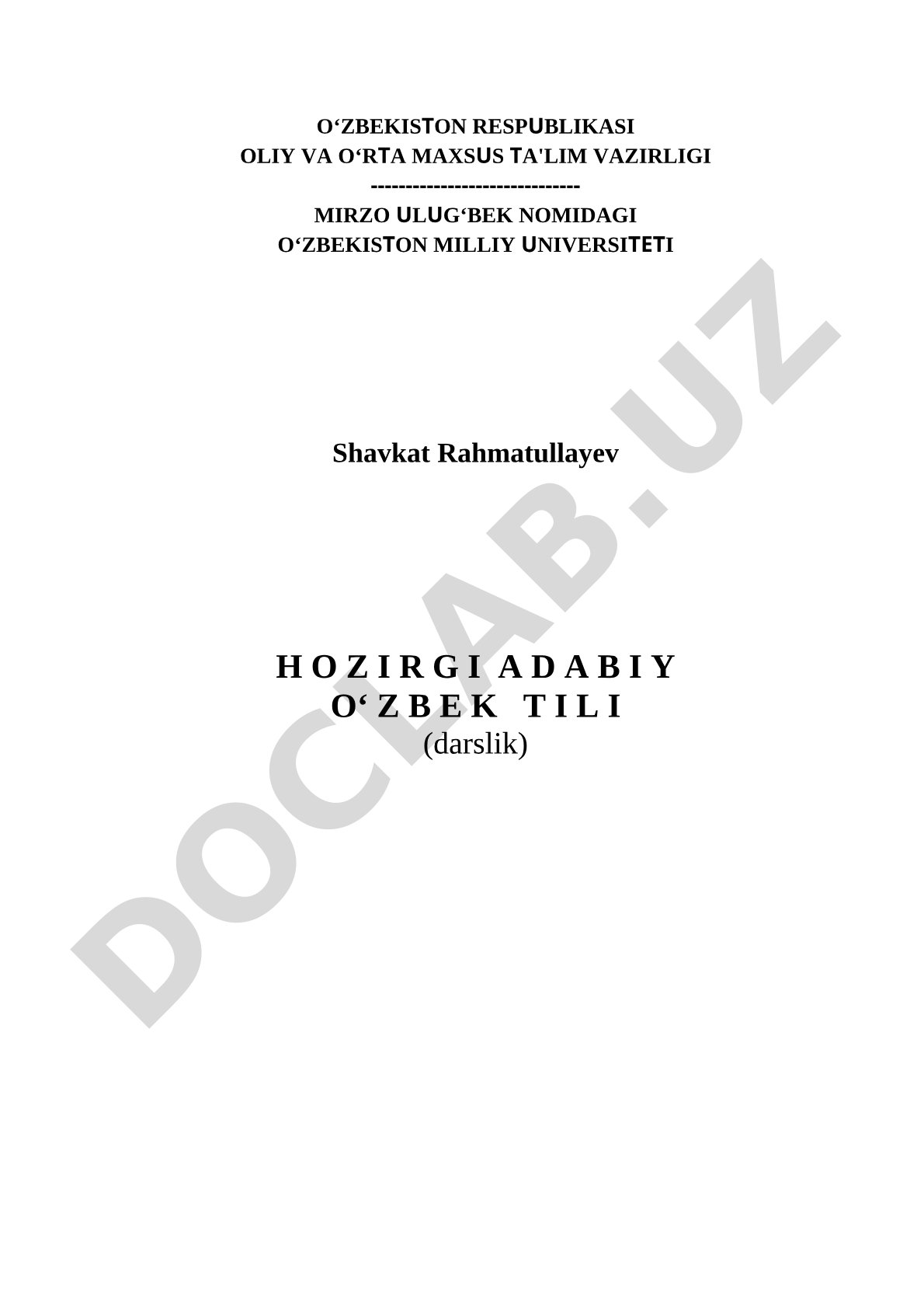 Hozirgi adabiy o‘zbek tili