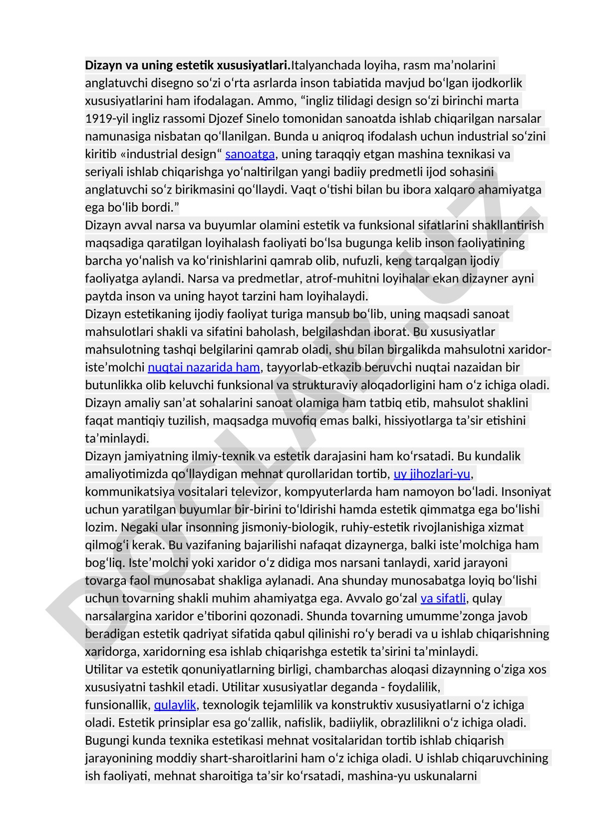 Dizayn va uning estetik xususiyatlari