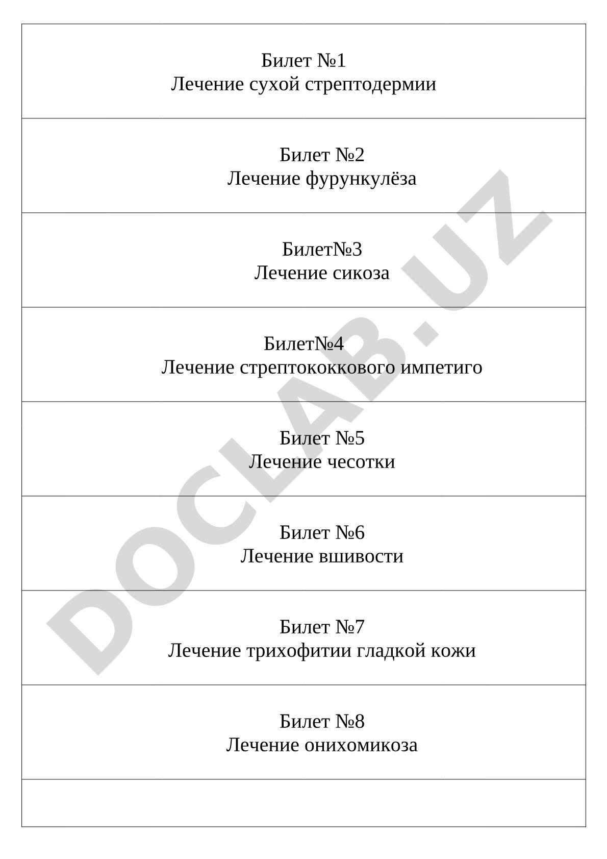 Лечение дерматологических заболеваний (билеты 1-33)
