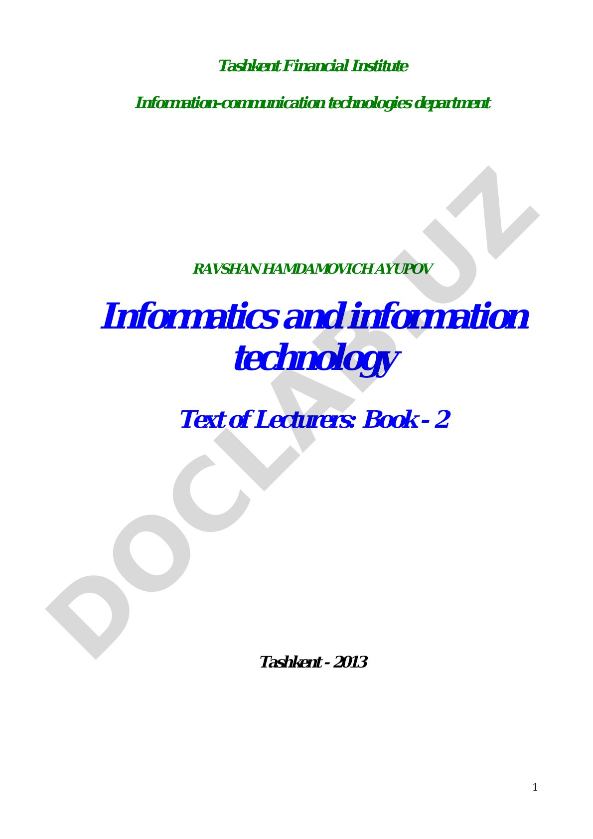Informatics and information technology