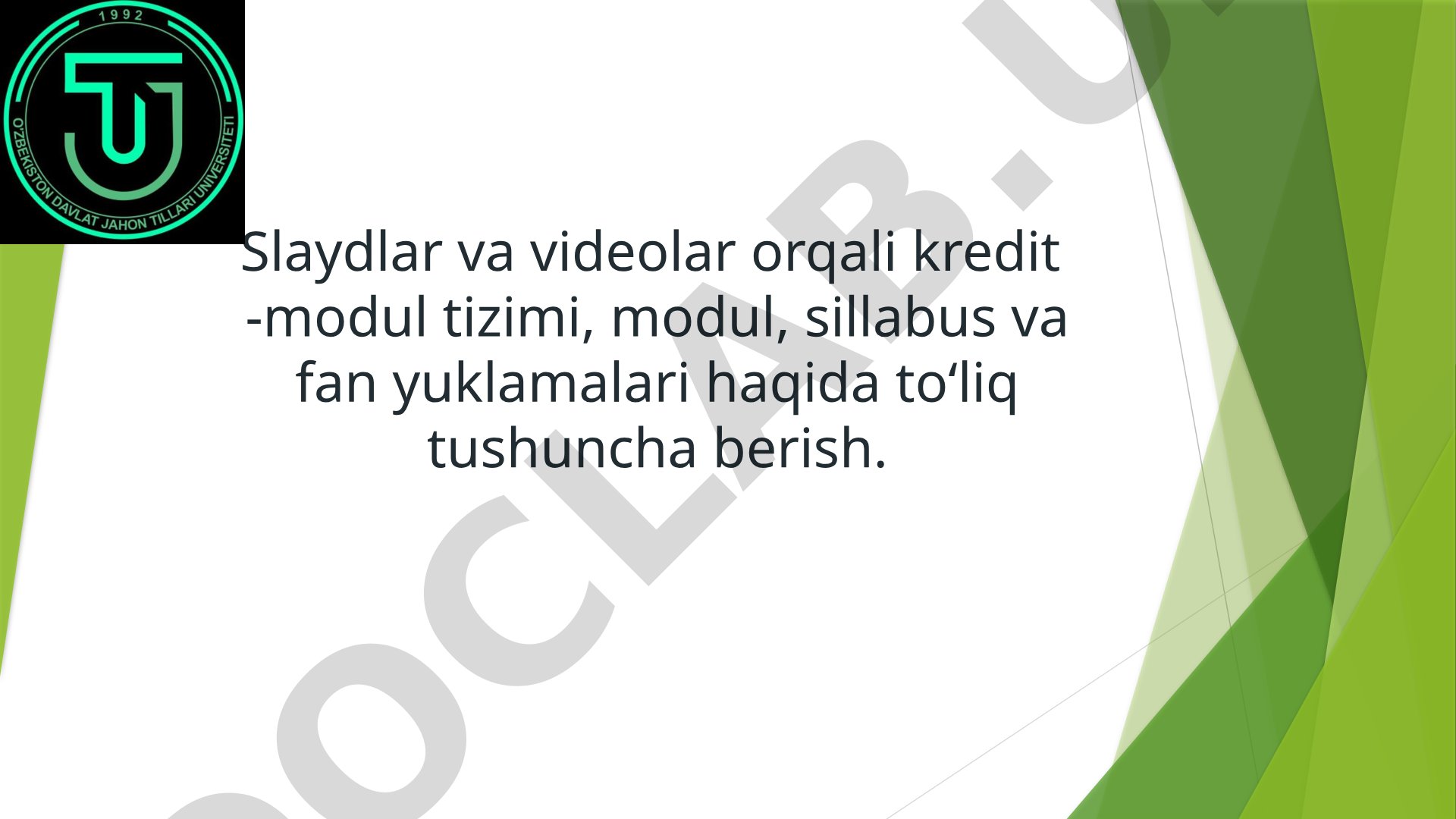 Kredit-modul tizimi va uning asosiy tushunchalari