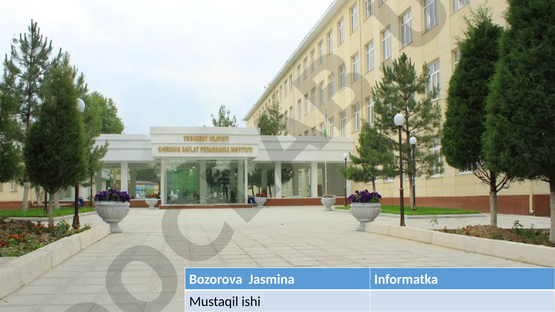 Bozorova Jasmina Informatika mustaqil ishi