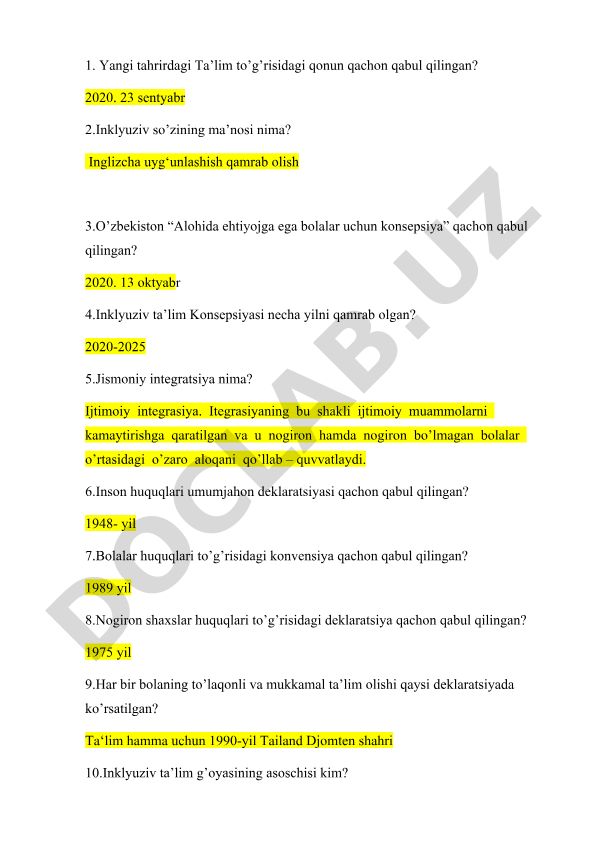 Inklyuziv ta'lim va nogiron bolalar huquqlari