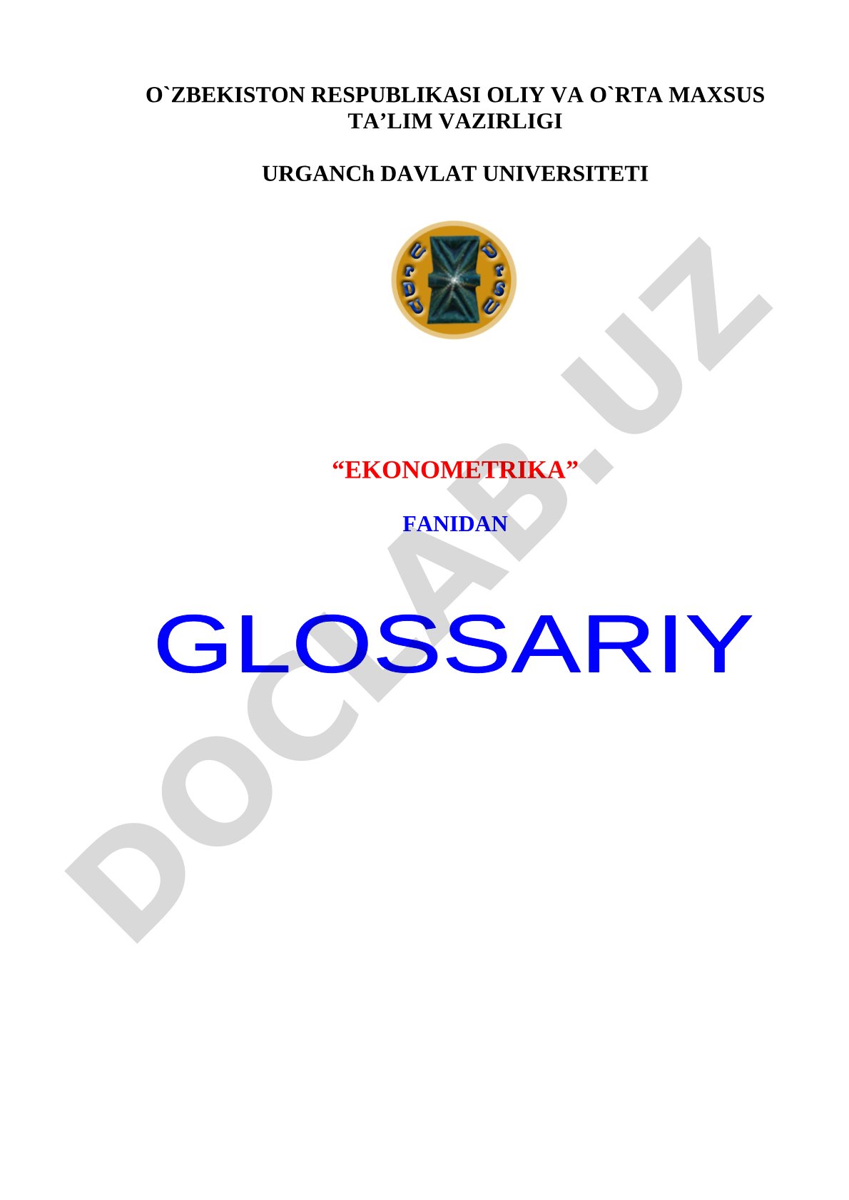 Ekonometrika fanidan atamalar lug'ati
