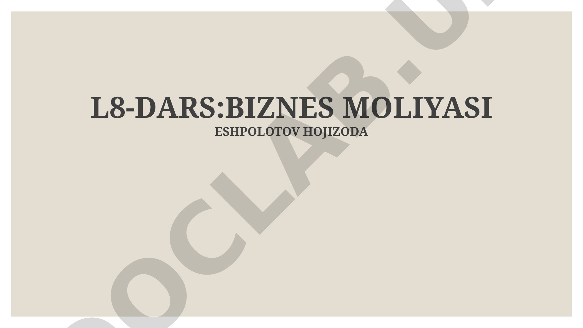 Biznes moliyasi