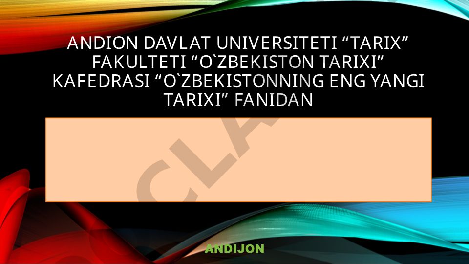 O‘zbekistonda bozor munosabatlarining rivojlanishi va iqtisodiy islohotlar