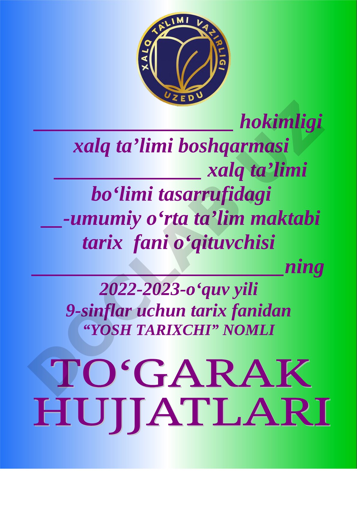 Yosh tarixchi to‘garagi a’zolari va ish rejasi