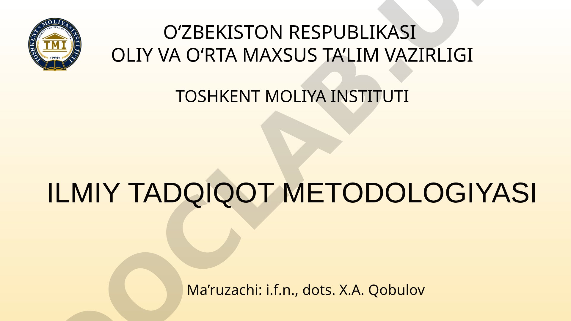Ilmiy tadqiqot metodologiyasi va metodikasi