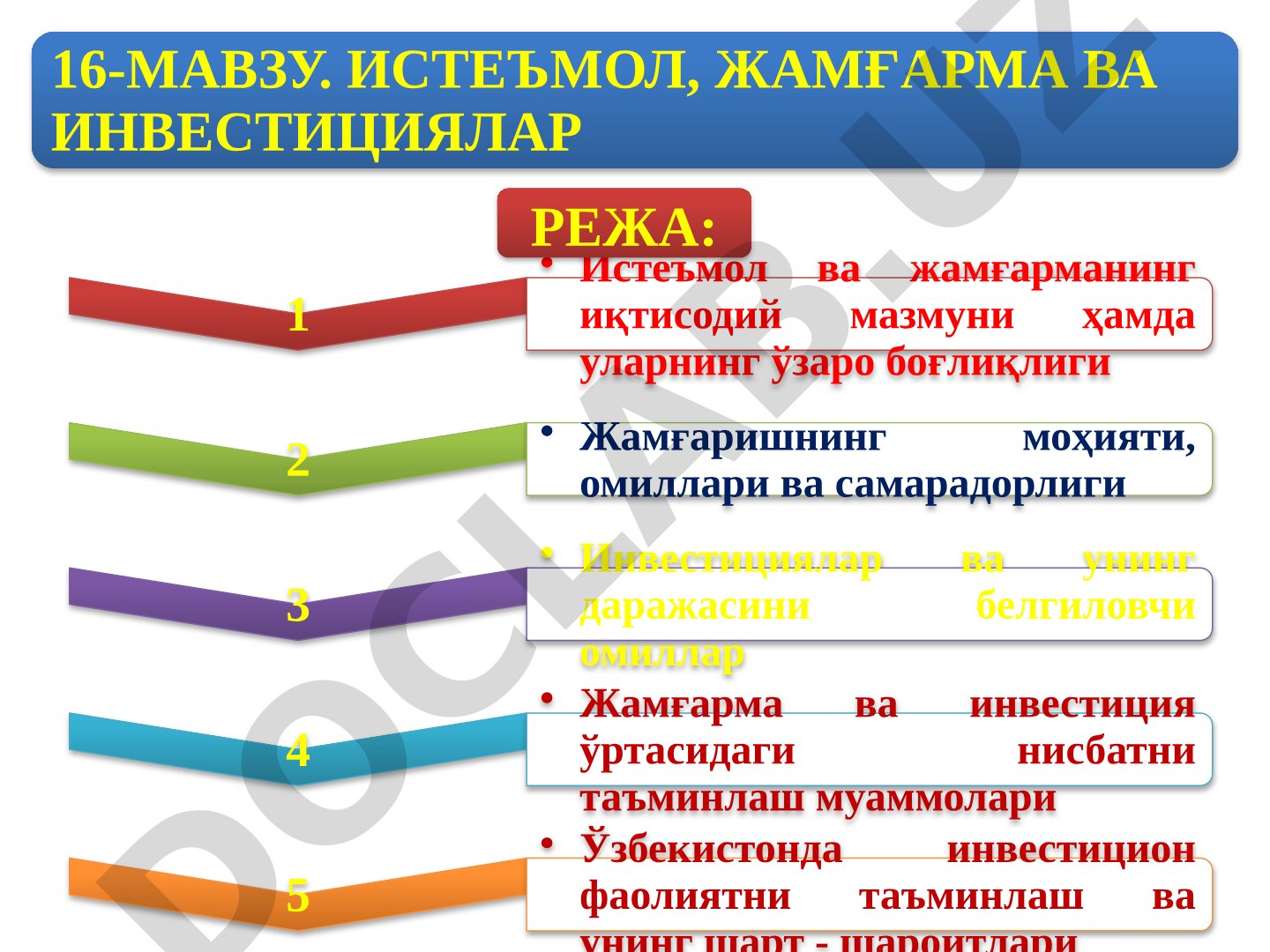 Истеъмол, жамғарма ва инвестициялар