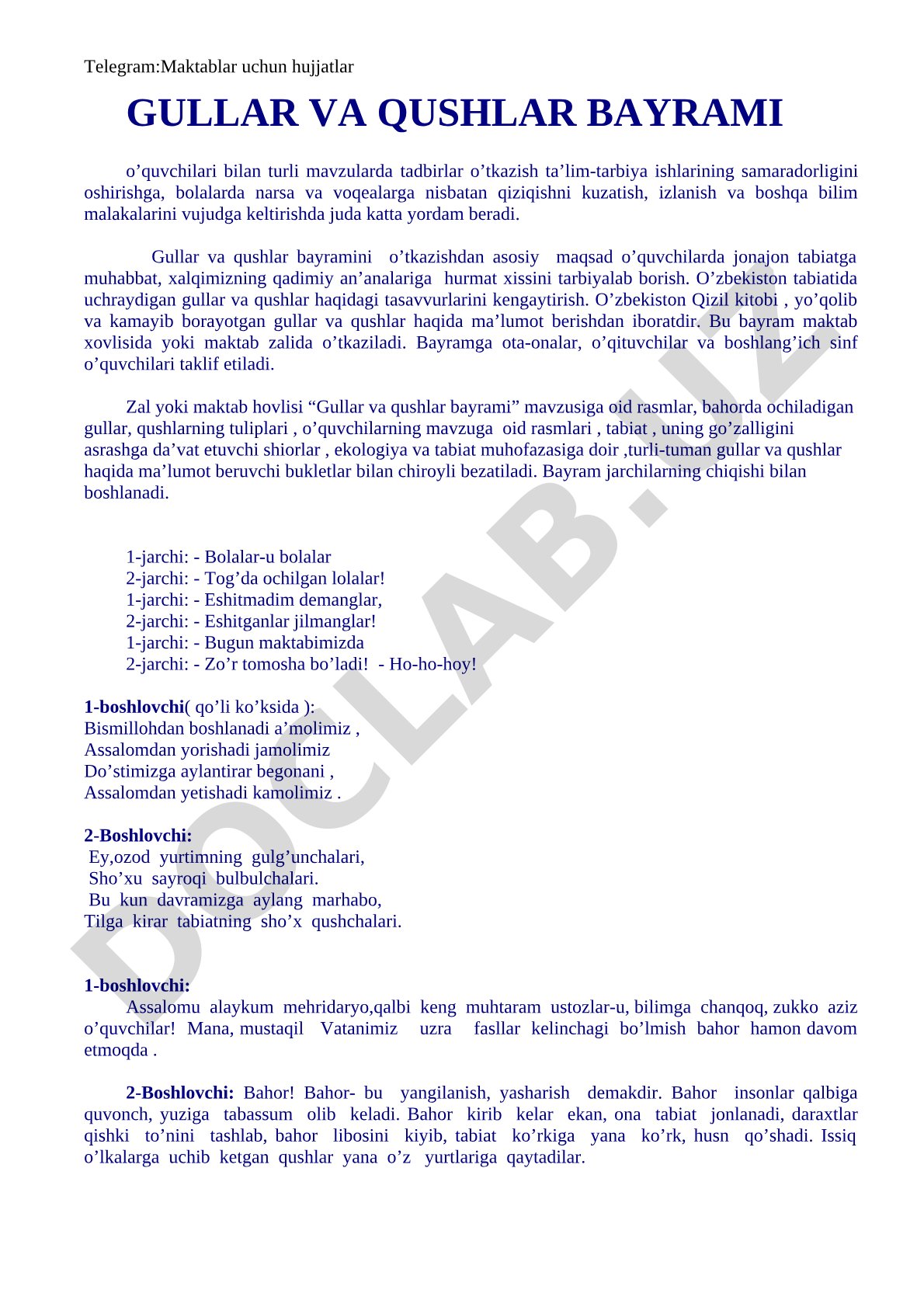 Gullar va qushlar bayrami