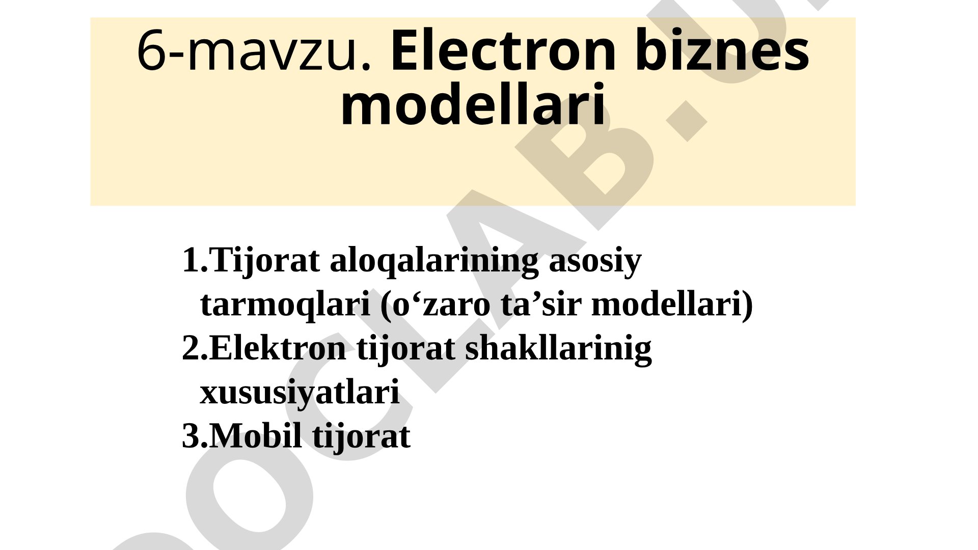 Elektron biznes modellari
