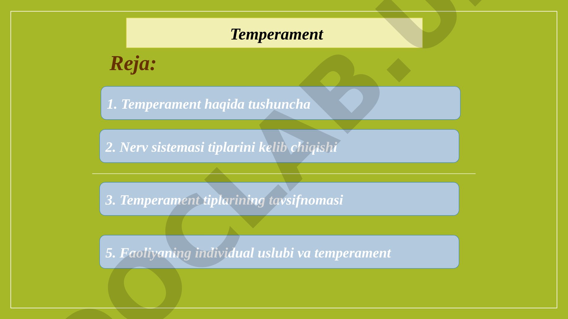 Temperament haqida tushuncha va uning tiplari