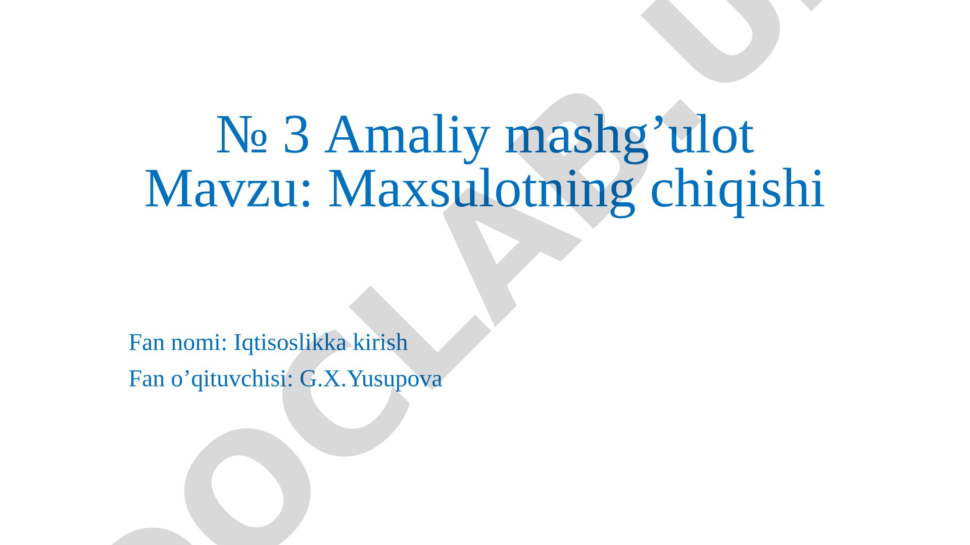 Mahsulotning chiqishi