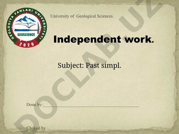 Past Simple Tense (Oddiy O'tgan zamon)