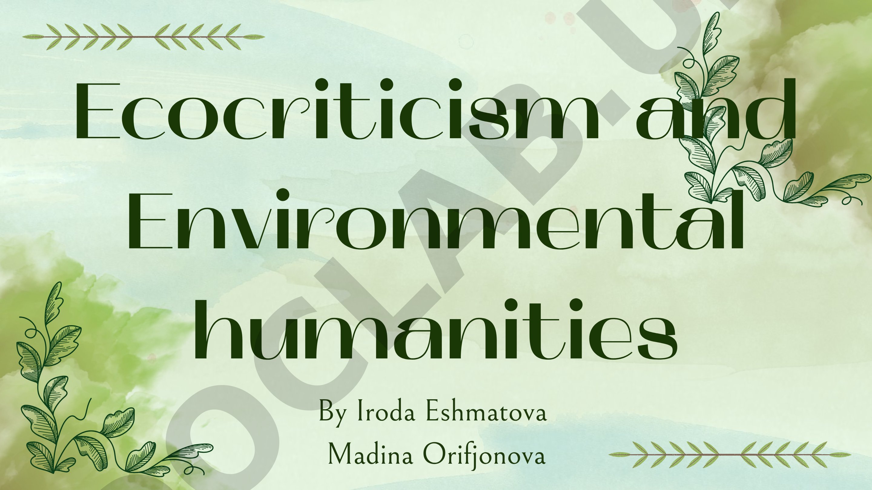 Ecocriticism and Environmental Humanities