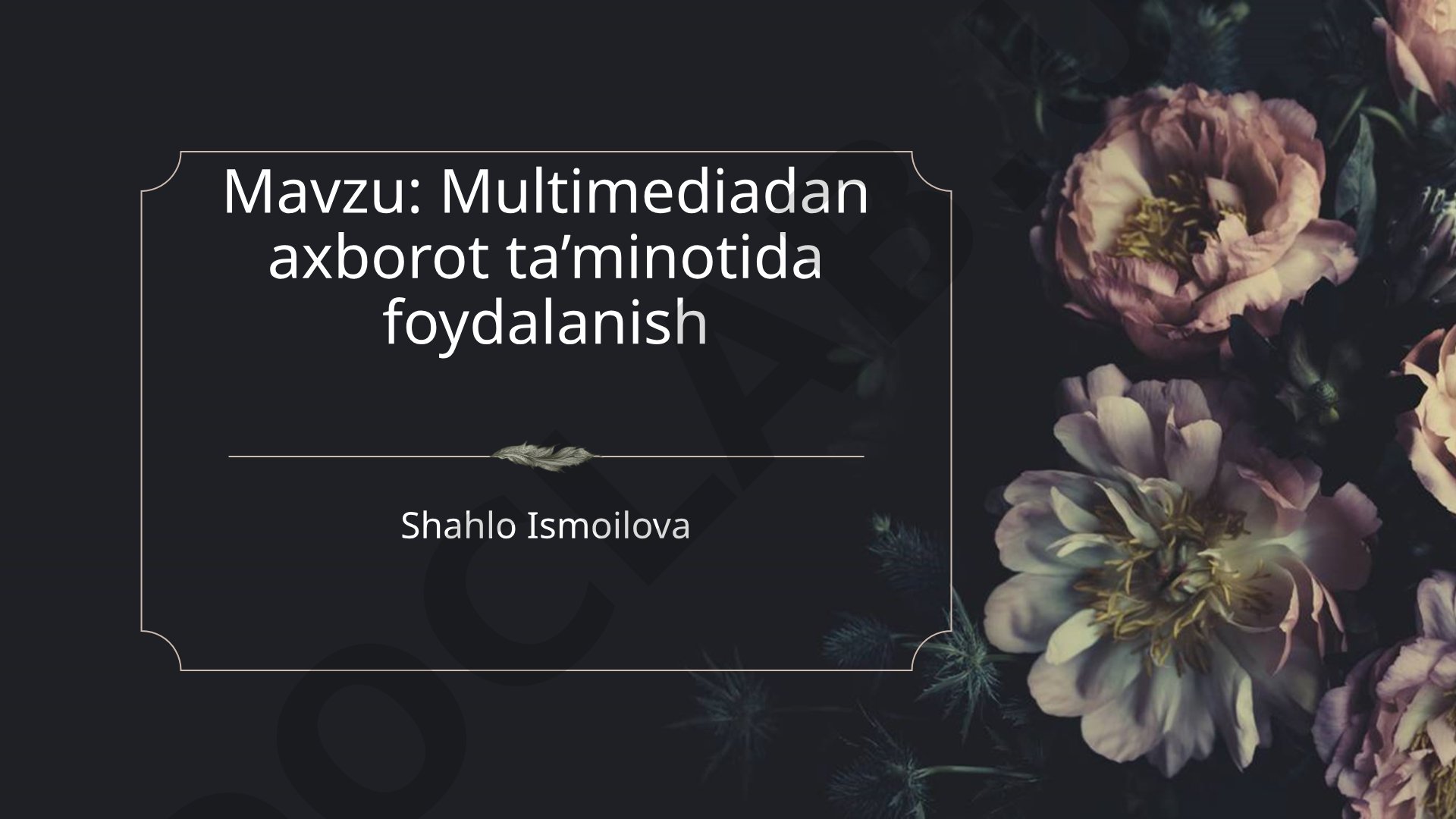 Multimediadan axborot ta'minotida foydalanish