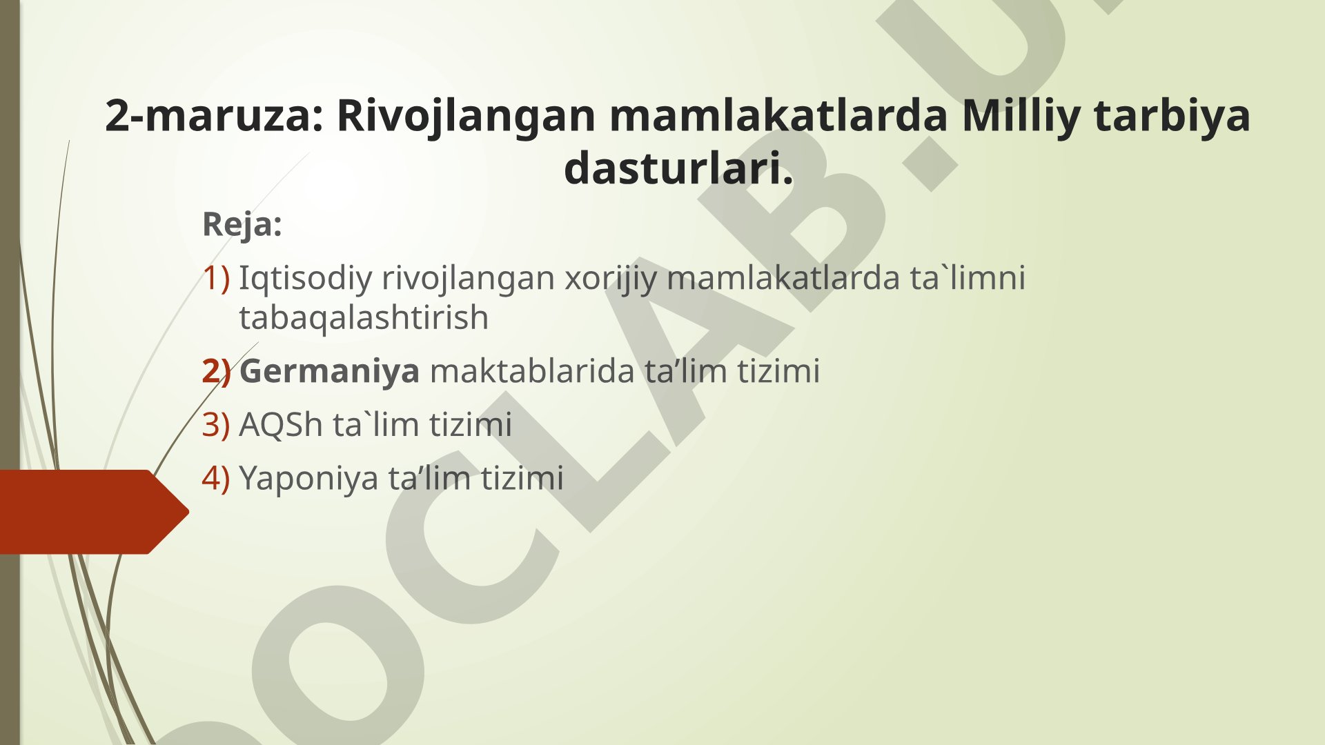 Rivojlangan mamlakatlarda Milliy tarbiya dasturlari