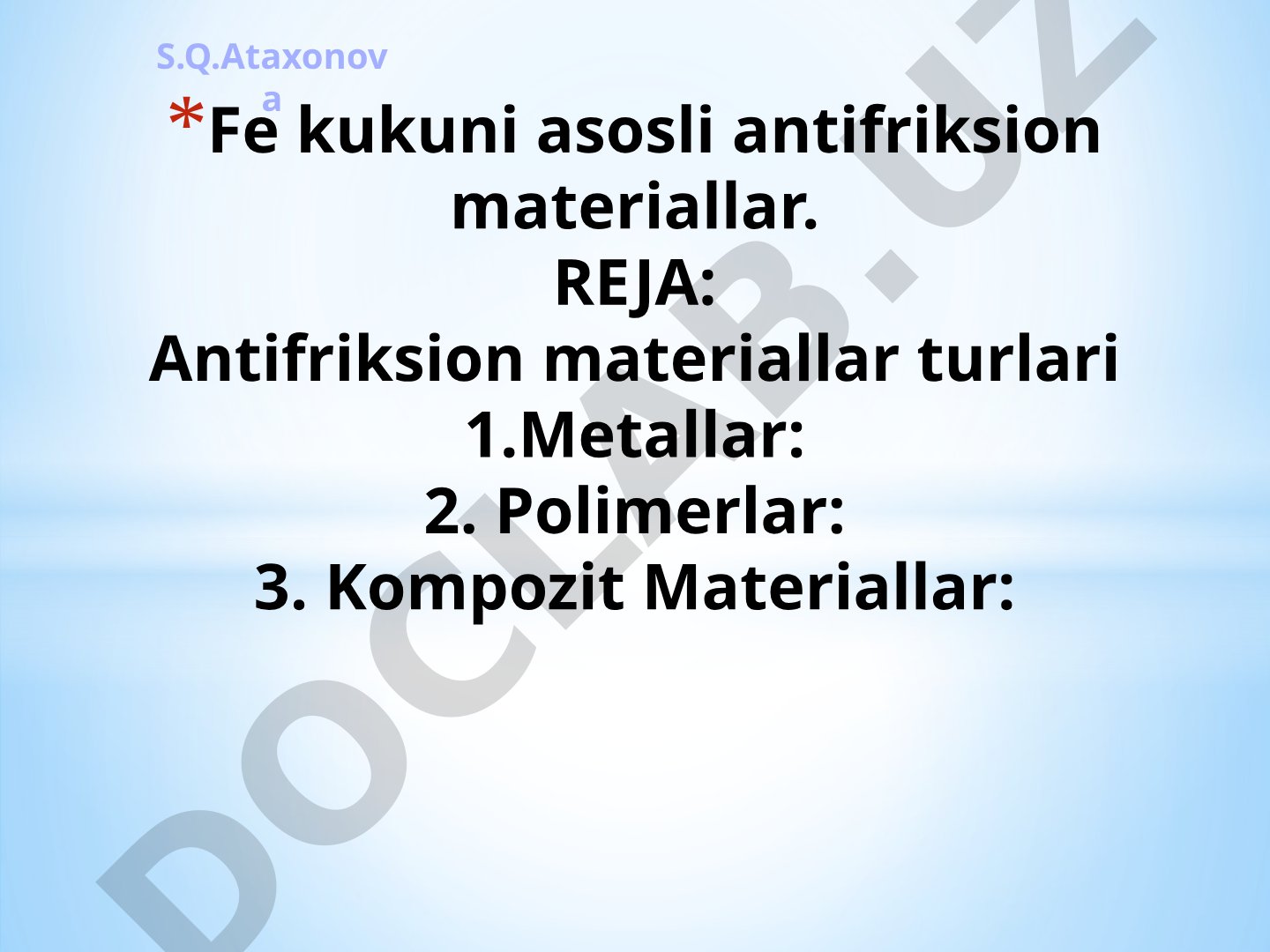 Fe kukuni asosli antifriksion materiallar