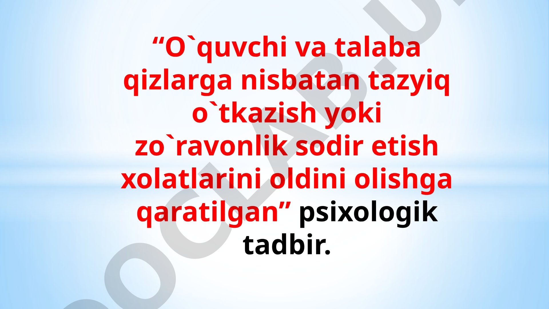 Xotin-qizlarni tazyiq va zo'ravonlikdan himoya qilish to'g'risidagi qonun