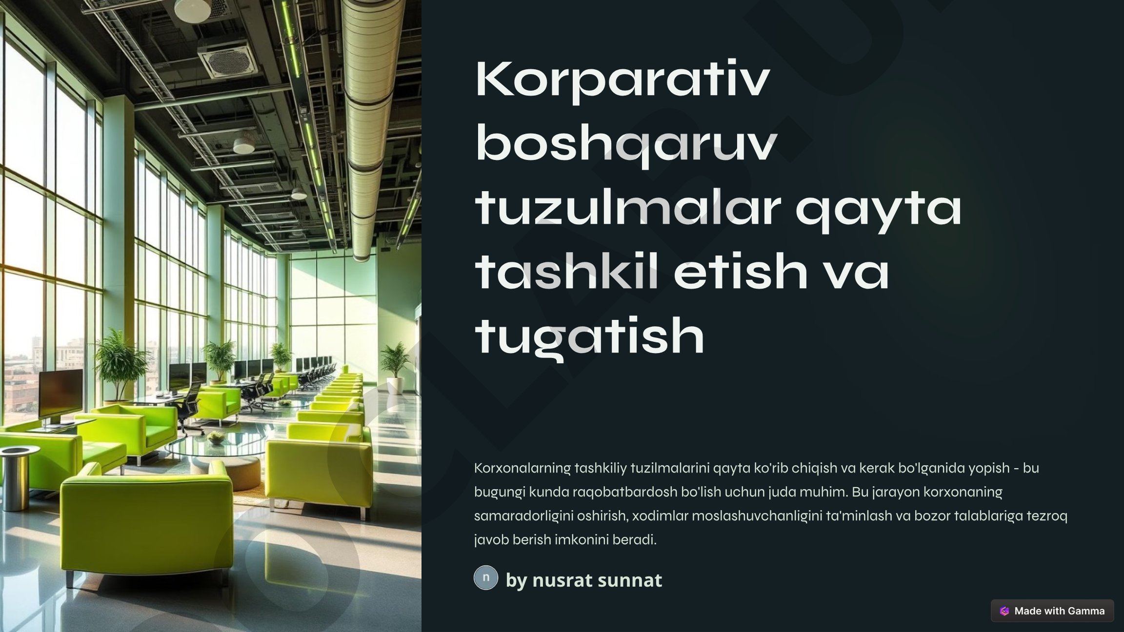 Korporativ boshqaruv tuzilmalarini qayta tashkil etish va tugatish