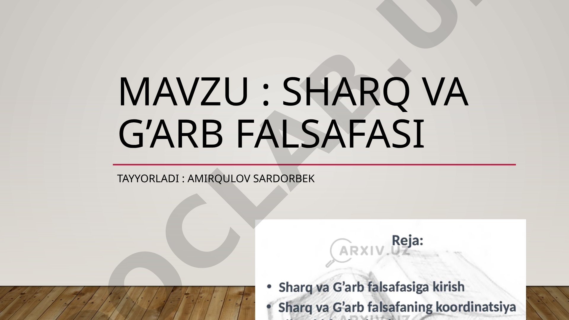 Sharq va g'arb falsafasi