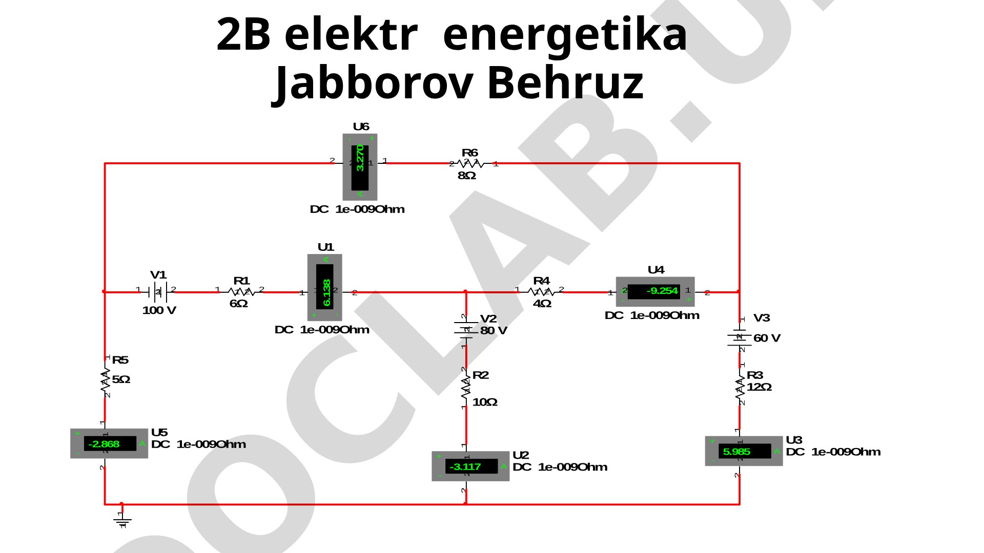 2B elektr energetika Jabborov Behruz