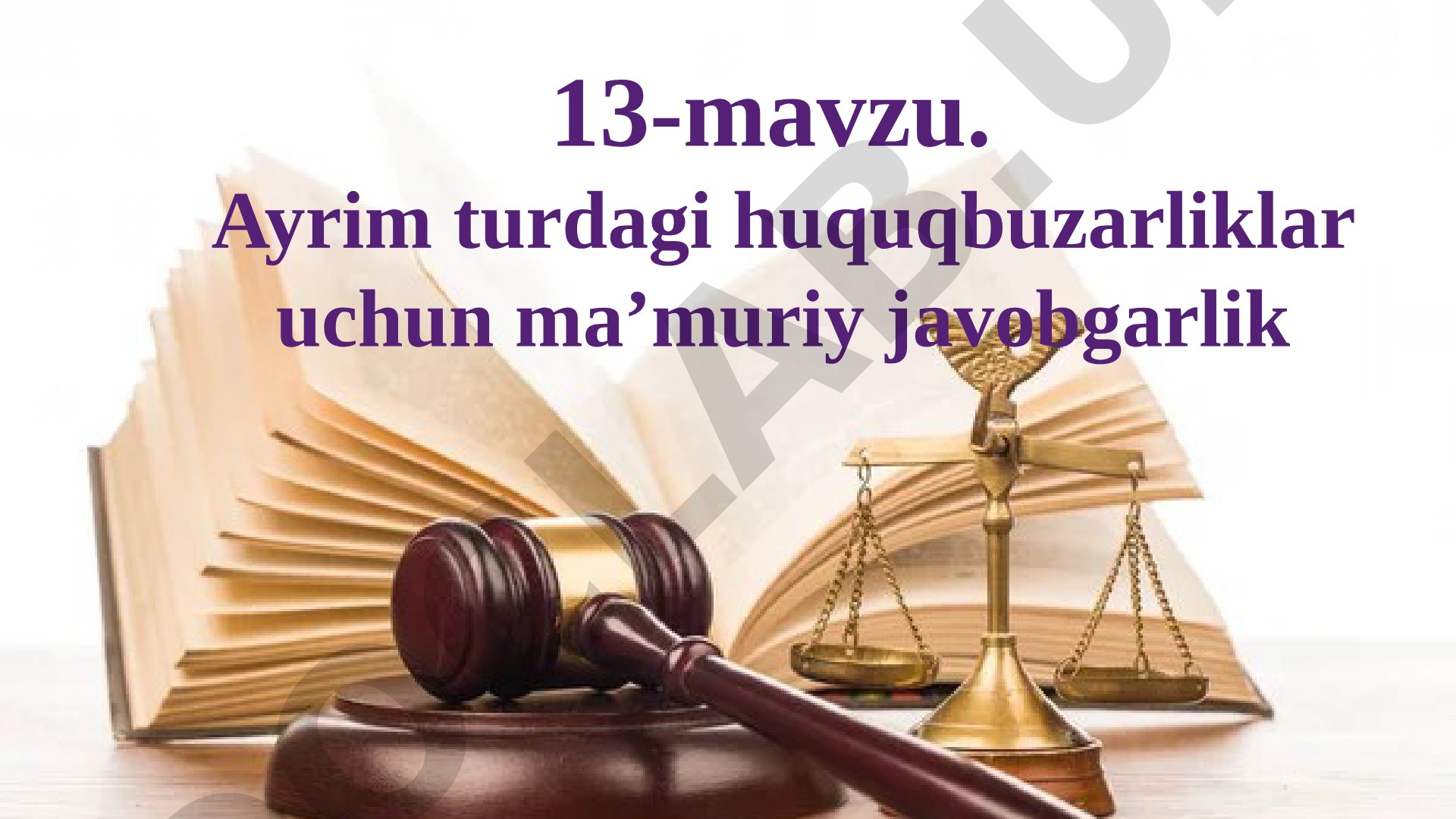 13-mavzu. Ayrim turdagi huquqbuzarliklar uchun ma’muriy javobgarlik