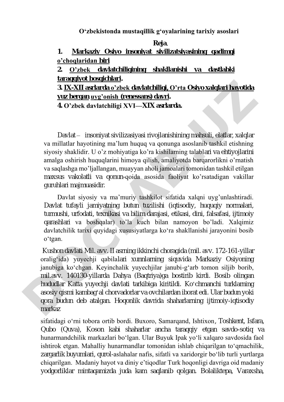 O‘zbekistonda mustaqillik g‘oyalarining tarixiy asoslari