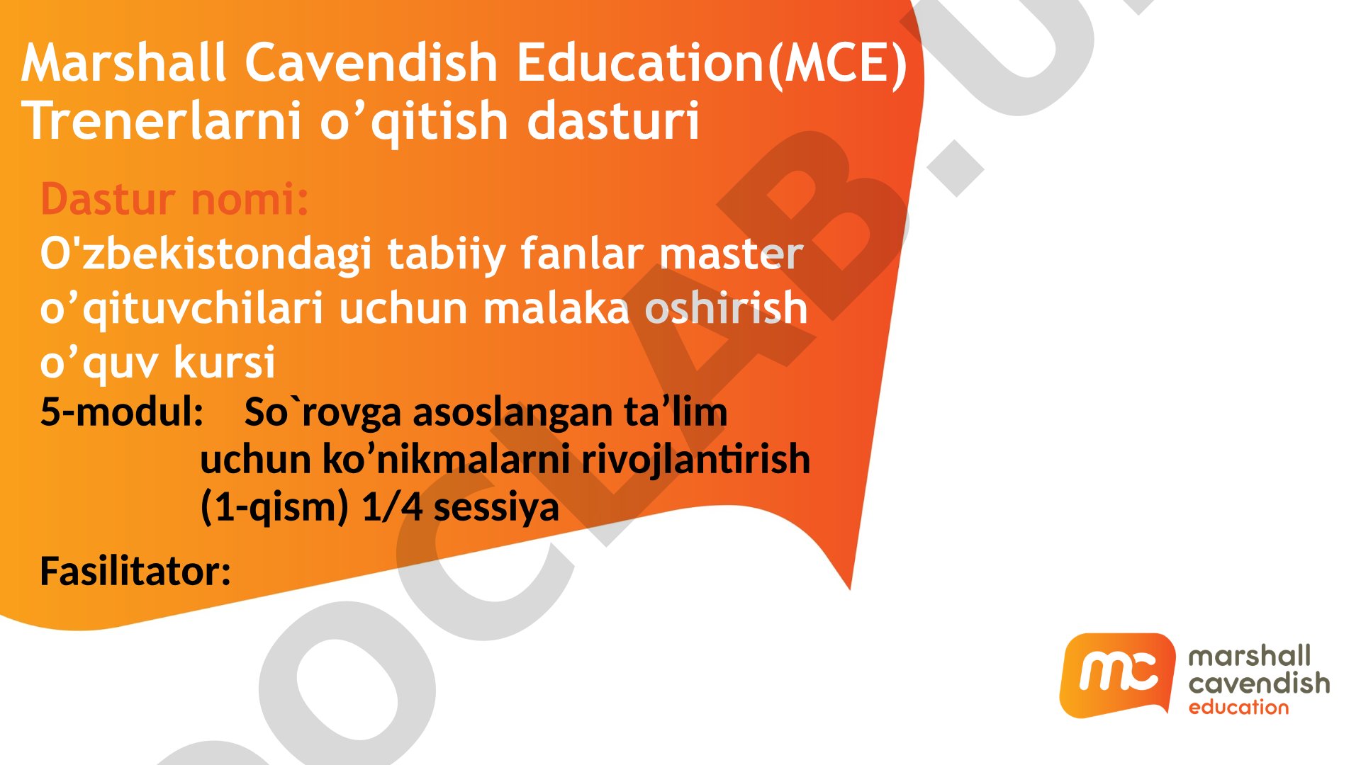 So'rovga asoslangan ta'lim uchun ko'nikmalarni rivojlantirish (1-qism)