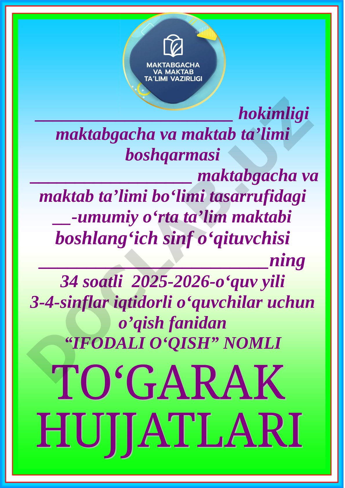 3-4-sinf iqtidorli o'quvchilar uchun 'Ifodali o'qish' to'garagi